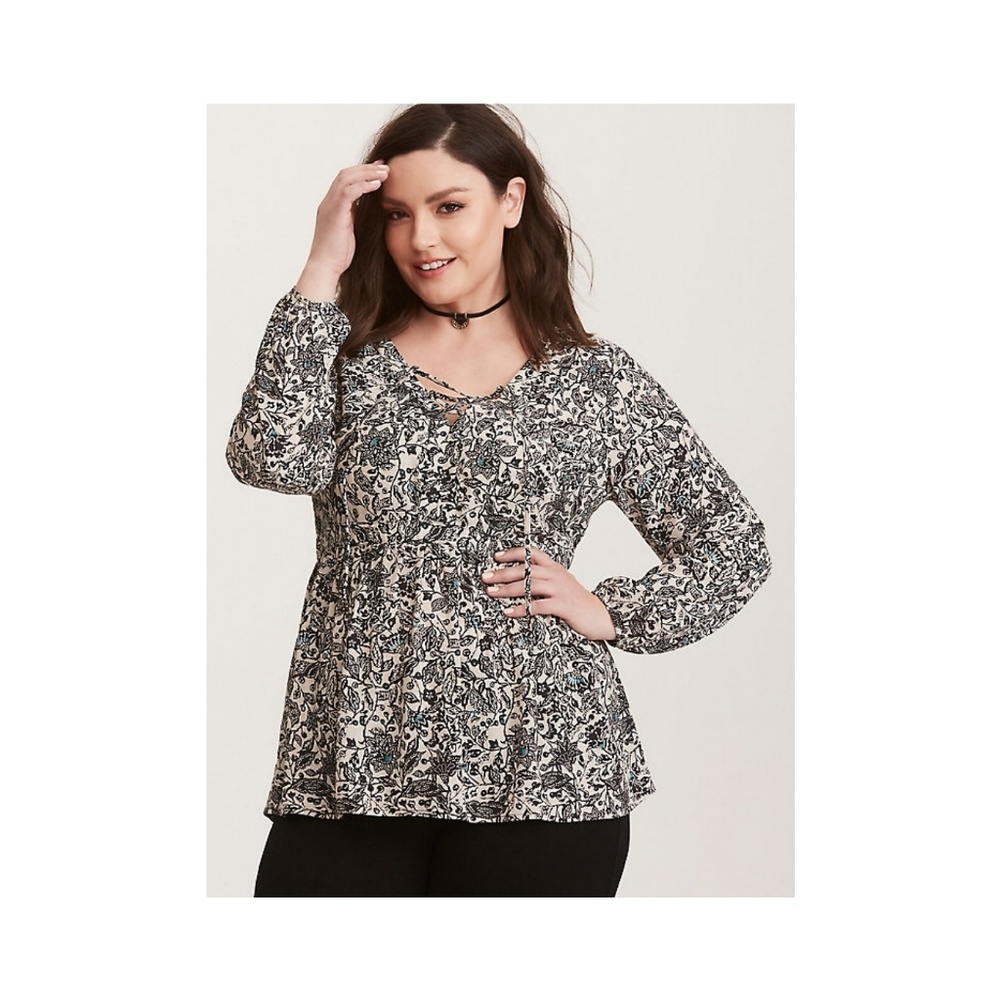 Torrid Boho Blouse - Lace Up Neck